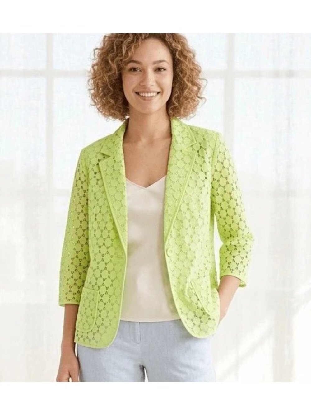 CHICO'S Outfit Jacket&‎ Sleeveless Top Lace Cut Out